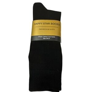 Happy Star Socks 3-Pack Premium Cotton Crew Socks Black
